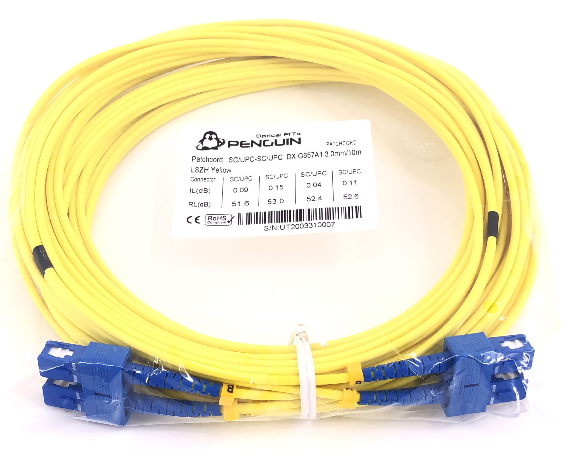 สายไฟเบอร์ sc/upc duplex 10 เมตร สายไฟเบอร์ Patch Cord SC/UPC - SC/UPC Duplex ยาว 10 เมตร ยี่ห้อ PENGUIN
